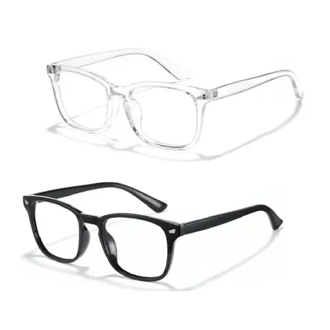 Blue Light Blocking Non-Prescription Glasses for Adults - Transparent Plastic, Crystal-Clear Anti-Blue Lenses, High-Quality Unbreakable Classic Circle Frames, 2026 Fashionable Eyewear for Phone & Gaming Use, Transparent Plastic Non-Prescription Glasses, E