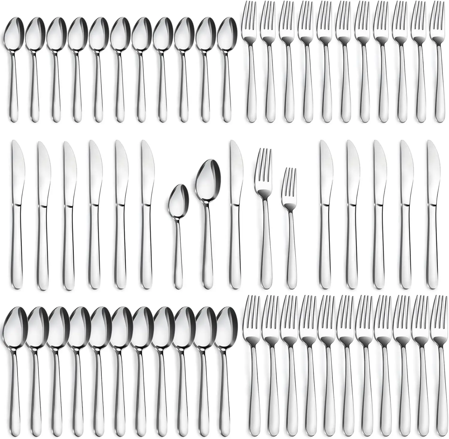 30/60-Piece Silverware Set for 12 Stainless Steel Silverware Set, Include Fork Knife Spoon Set, Mirror Polished, Dishwasher Safe, Cutlery Set for Home Kitchen Restaurant,home essentials