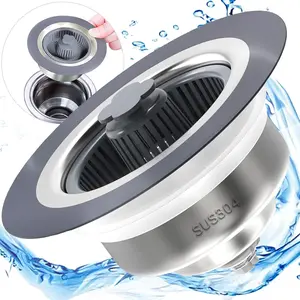 Premium Stainless Steel Kitchen Sink Drain Strainer and Stopper Combo - Anti-Clogging Basket Included - Fits US Standard 3-1/2'' Drain Hole