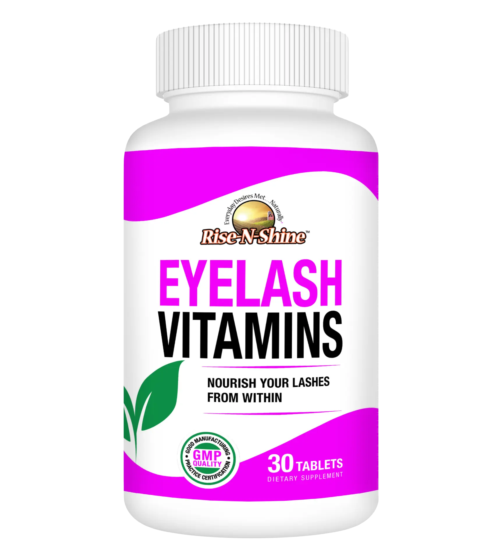 Eyelash Vitamins by Rise-N-Shine with Biotin, Collagen & Keratin – Lash Growth Support Supplement for Long, Full Lashes & Brows, Hair Skin Nails