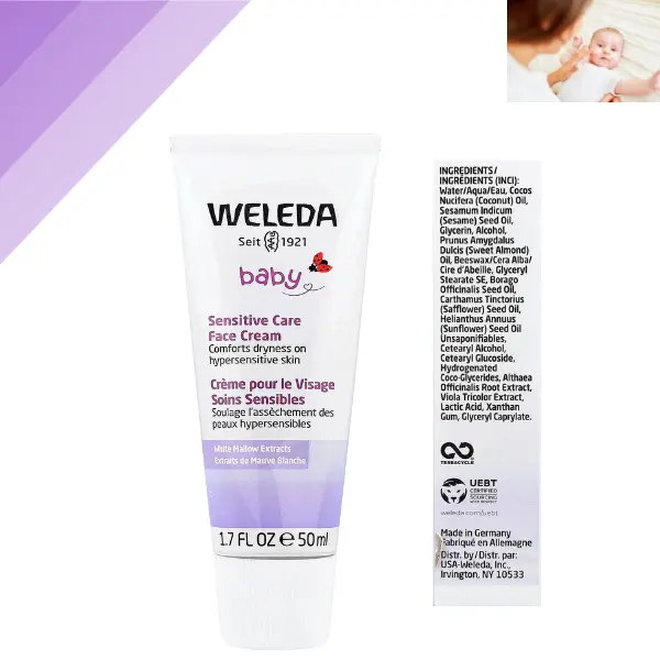Weleda Baby Sensitive Care Face Cream, 1.7 fl oz – White Mallow Baby Face Moisturizer for Sensitive Skin, Fragrance-Free Hydrating Baby Cream for Newborns & Toddlers