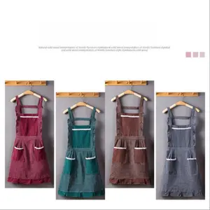 1pc Double Layer Lace Trim Gingham Princess Apron, Japanese Korean Style Kitchen Cooking Gift Apron for Home Chefs Kitchen Cooking Aprons