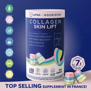 UPSA Skin Lift Collagen Gummies - Structuring Peptides - Firmer, Smoother & Lifted Skin, Helps Reduce Fine Lines & Wrinkles | Clinically Proven | Vegetarian Collagen with Ovoderm | Patented 7-Layer Technology | Sugar-Free, GMO-Free, 1 Month Supply