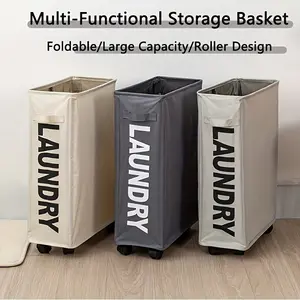 Large-capacity Multi-functional Wheeled Storage Basket, Collapsible & Movable Laundry Hamper for Dorm, Home & Gym, Space-saving Design, a Must-have for Households