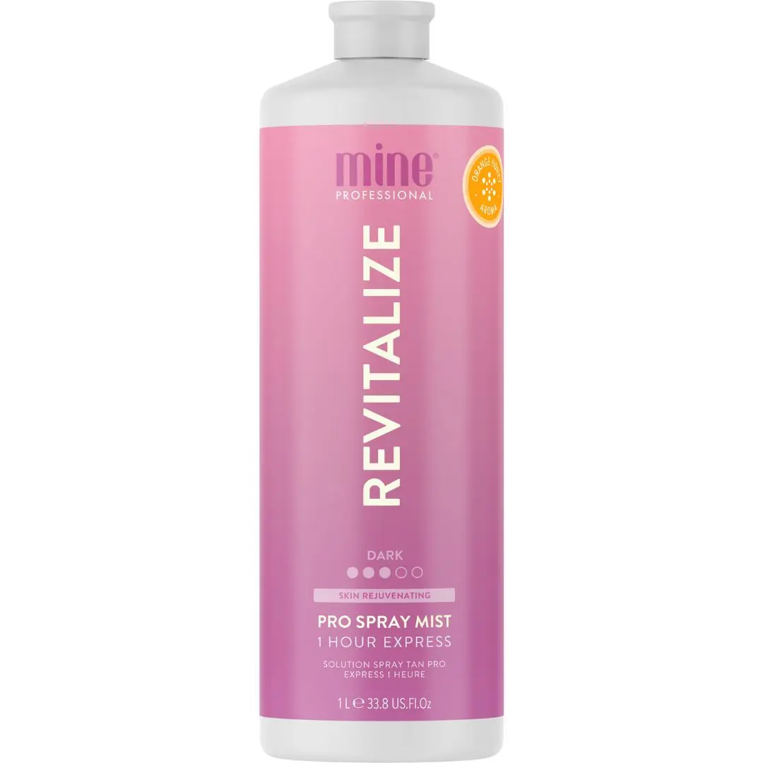 MineTan Aromatherapy Spray Tan Solution - Long-Lasting Sunless Tanning Body Care Moisturizer with Rejuvenating Electrolytes, Turmeric, Aloe Vera, Honey, Bronze Dark Brown Finish, 33.8 Fl Oz, Vegan, Sensitive, Brightening, Salon Pro, Hydration, Express Tan