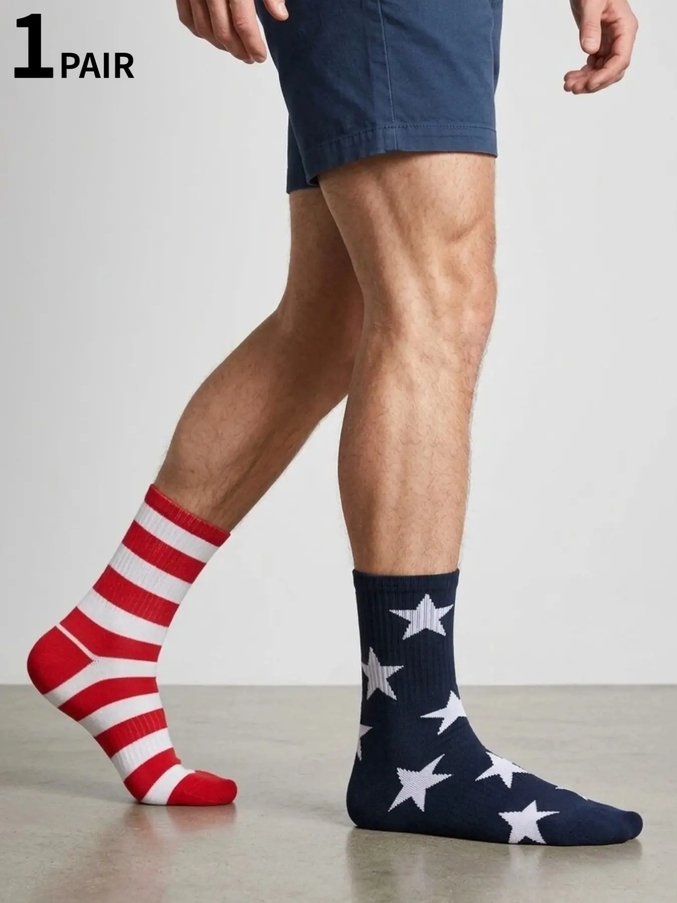 Fun Unisex Socks (1 Pair), Creative U.S. Independence Day Festive Patriotic Knit Print All Season Socks for Men & Women, Crazy Casual Socks for Daily Wear