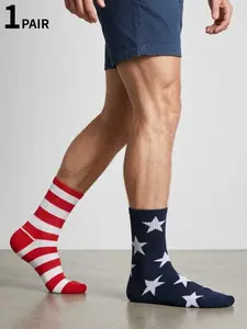 1 Pair of Fun Men's Socks, Creative U.S. Independence Day Festive Patriotic Knit Socks, Women's Unisex Socks, Crazy Fun Casual Daily Socks, Knitted Socks