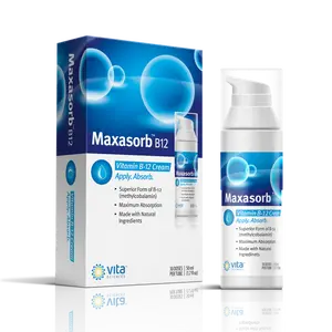 Maxasorb B12 Cream – Topical Vitamin B12 Supplement with Methylcobalamin B12 – No Pills or Injections – Fast-Absorbing, Non-Greasy Lotion for Energy, Nerve &  Skin Rejuvenation Support