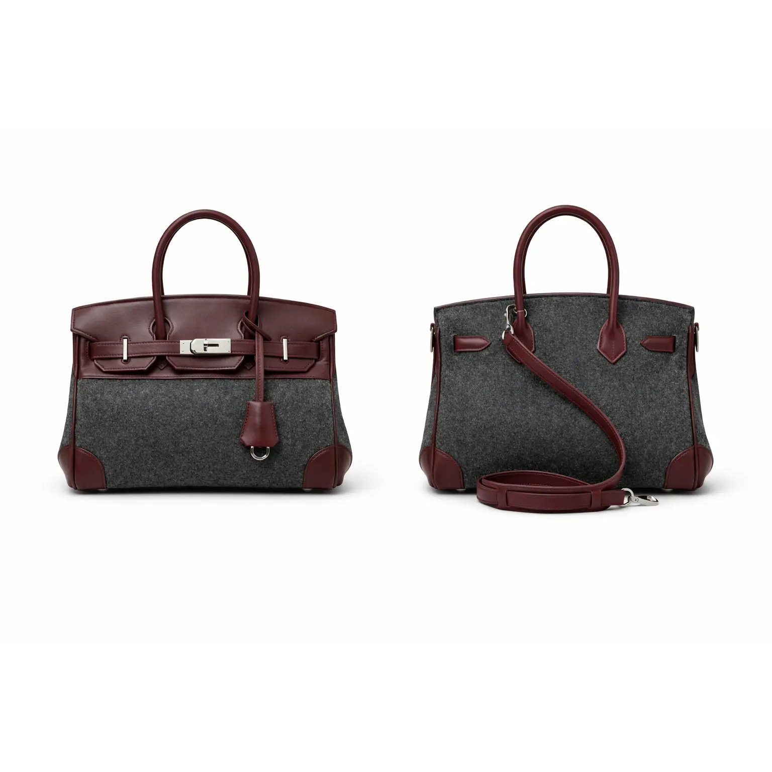 Two-tone leather and canvas tote bag