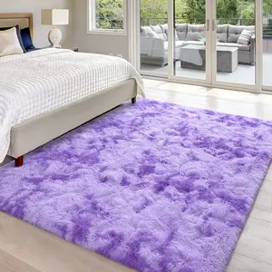 Purple Tie-Dye Shaggy Rug, Soft Fluffy Plush Carpet | 5x8 ft for Bedroom Living Room Kids Home Decor,for  Dining Room, Home Office, Kitchen