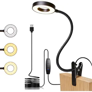Clip  Light, LED Book Light for Reading in Bed, 48 LED Desk Lamp with Clamp, 3 Color Modes & 10 Brightness, 15" Flexible Gooseneck Reading Light for Bed Headboard, Dorm, Crafting,  Office