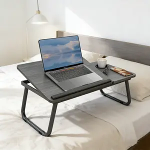 SENROB Foldable Laptop Bed Table, Portable Lap Tray Desk with Cup Holder & Phone Slot | Lightweight Sofa Tray, Breakfast in Bed Table, Study Stand for Dorm, Office, Living Room (Supports Tablet/Book)