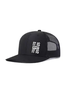 1pc Unisex Trucker Hat IT IS WHAT Letter Printing Mesh Baseball Cap Richardson Slightly Curved Brim Baseball Cap Adjustable Dad Hats Outdoor Mesh Breathable Sun Hat Stylish Casual Hat Gift for Men Women