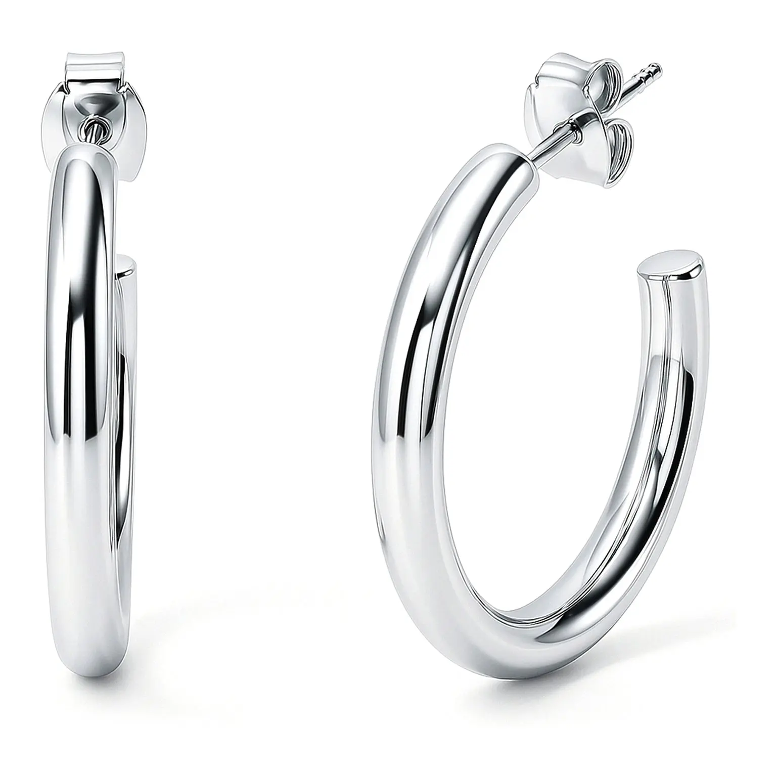 BERRICLE Medium Half Hoop Earrings for Women, Gold-tone/Silver-tone, Size 1-1.4 inch