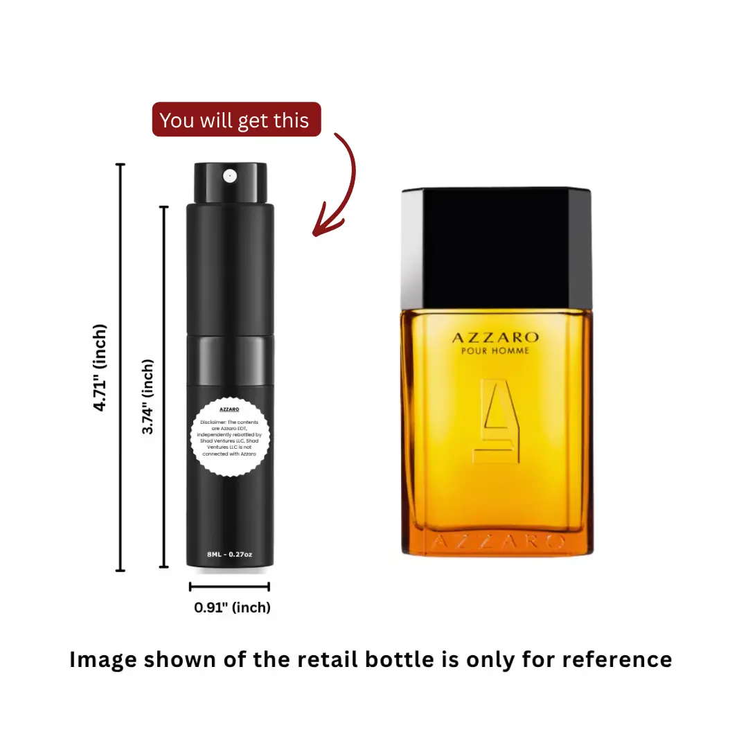 Azzaro Pour Homme Eau de Toilette Men 8ml / 0.27oz – 100% Original Authentic Decanted Perfume Spray