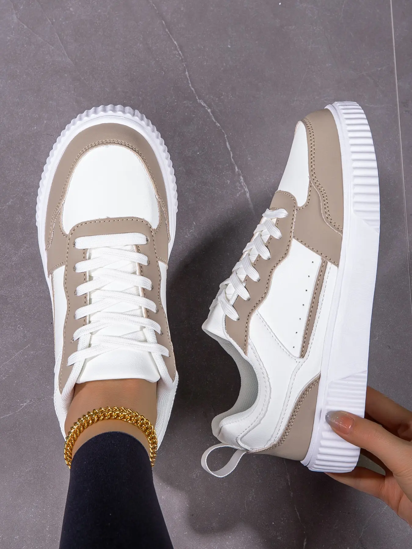 New Unisex Casual All-Season Low-Top Sneakers, Walking Shoes, Trendy Lace-Up Trainers, Fashionable Comfortable Textured Upper, Ideal for Indoor & Outdoor Activities