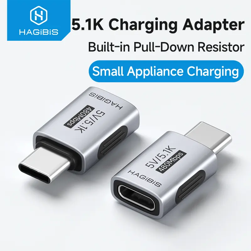 Hagibis 5.1k Resistor Charging Adapter USB C Male to USB C Female Adapter for Shaver Trimmer Headphone Fan Electric Screwdriver, Mobile, Headset
