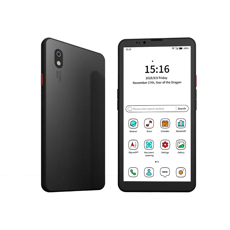 Bigme Hibreak Pro Color Flagship 5G Smartphone | 6.13" Color E-ink Eye-Friendly Screen | Android 14 OS Google Play | 8GB RAM + 256GB ROM | Dual SIM 5G Cellular & E-Reader Combo, WiFi, bluetooth, 4500mAh,device with case, eyefriendly , no blue light