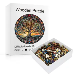 Wooden puzzle, unique shape. Grateful kids gifts, wooden puzzles for adults and children, holiday gifts, family games, laser cutting, sublimation puzzles, toys, decompression toys Solid Wood Mood Booster Artistic Ornament Spiritual Charm