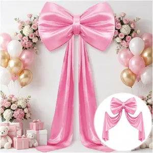 Large Pink Bow for Coquette Birthday Decorations, 70 x 22 Inch Satin Ribbon Tie Coquette Wall Decor Giant Pink Ribbon Bow for Backdrop Bridal Baby Shower Wedding Decoration (Internal St