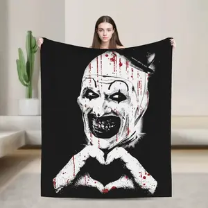 Art The Clown Terrifier Vintage Blankets Coral Fleece Plush Spring Autumn Super Soft Throw Blankets for Home Car Quilt