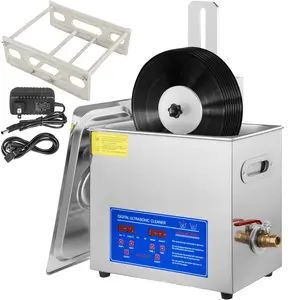 Father's Day Gift VEVOR Ultrasonic Vinyl Cleaner 6L, 7-12 Inch 8 Records Ultrasonic Vinyl Cleaning Machine 180W Ultrasonic Records Cleaner with Drying Rack for Home Store