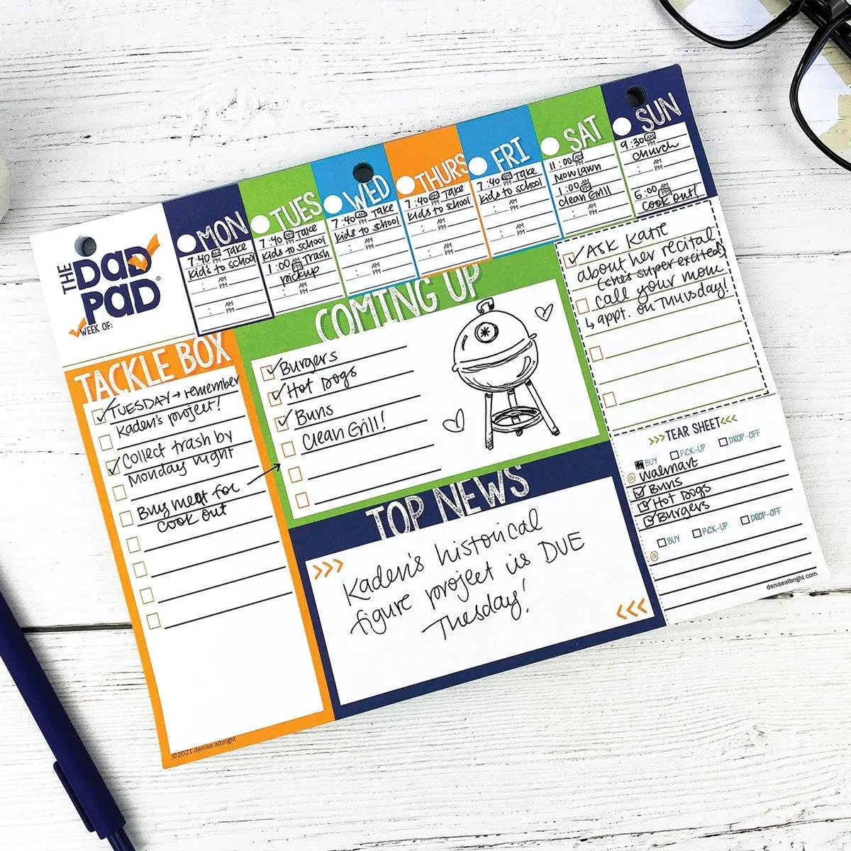 Dad Pad® Weekly Planner Pad - Office Supplies work planner