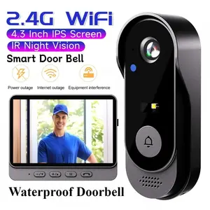 Wireless Video Doorbell with 4.3 Inch Color Screen, Night Vision, Waterproof Design, Long Battery Life, Supports Video Call & Two-Way Audio