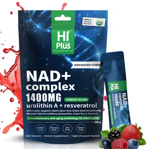 HiPlus NAD+ Complex 1400mg Berry Flavor Drink Extra Strength NMN Alternative Liposomal for Women & Men with Resveratrol CoQ10 PQQ Alpha Lipoic Acid Cell Regenerator 20 Pack Supplement Healthcare tiktokshopspringglowup