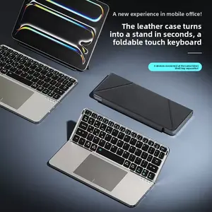 Portable Wireless BT Foldable Keyboard New Detachable Leather Stand for Tablet Phone Touch Typing Mini Keyboard with Ergonomic Design