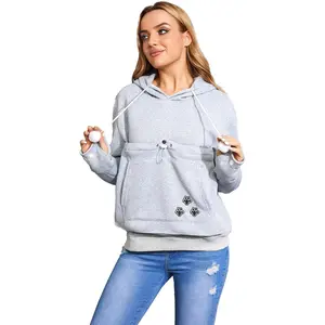 Unisex Big Pouch Long Sleeve Hoodie Pet Cat Dog Holder Carrier Sweatshirt