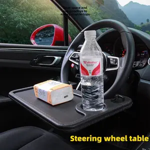 tray  for  Car Steering Wheel Table Board with Cup Holder - Small Dining Table for Eating and Writing in the Car, Temporary Desk for Working, Writing Desk with Notebook Holder