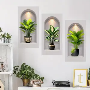 Creative Potted Plant Wall Sticker, Self Adhesive Wall Decal, Wall Art Decorative Sticker for Home Living Room Bedroom, Ornaments