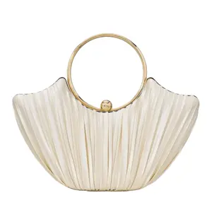 Women's Metallic Luxury Evening Clutch Bag, Elegant Leather Party Handbag with Chain, Glitter Formal Clutch Purse Crossbody Bag for Gown, Ball, Wedding, Bridesmaid, Birthday Dress Accessory , New Year