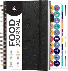 Journal Spiral - Daily  Diary, Meal Prep Planner to Track Calories & Nutrients,   Notebook (Black)