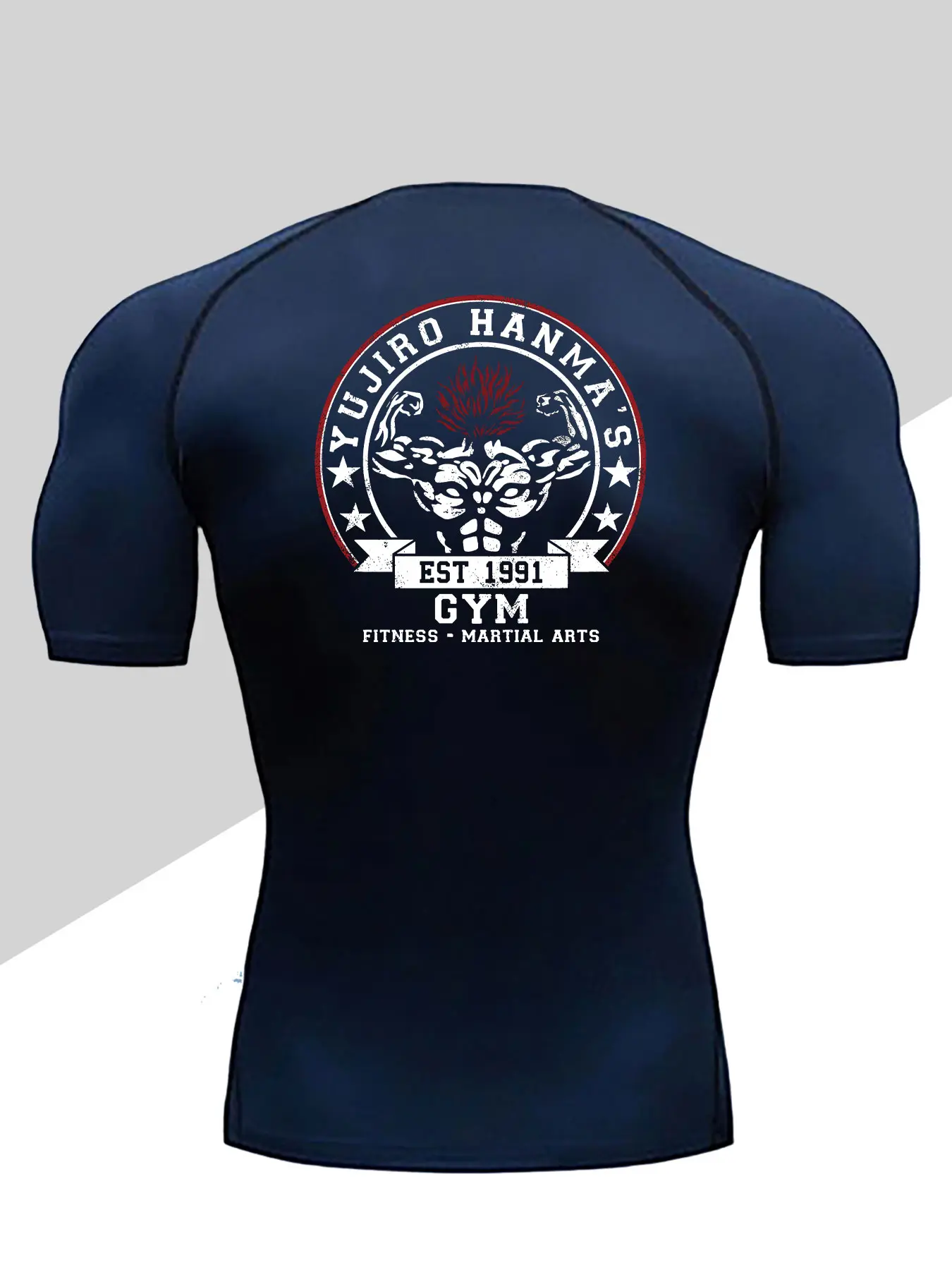 Men's Dragon Print Compression T-Shirt, Quick-Dry Breathable Stretch Fabric, Tight-Fitting Short Sleeve Top for Active Fitness and Outdoor Activities, Workout Rash Guard