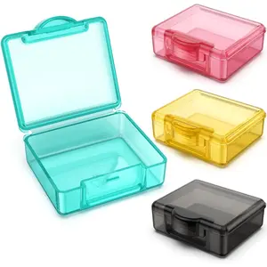 Small Pill Box 4 pcs Cute Travel Pill Organizer Case Mini Tiny Clear Plastic Storage Containers Portable for Pocket Purse Healthcare Aid storage jewelry organizer makeup organizer 2*Blue+2*Pink+2*Orange+2*Black