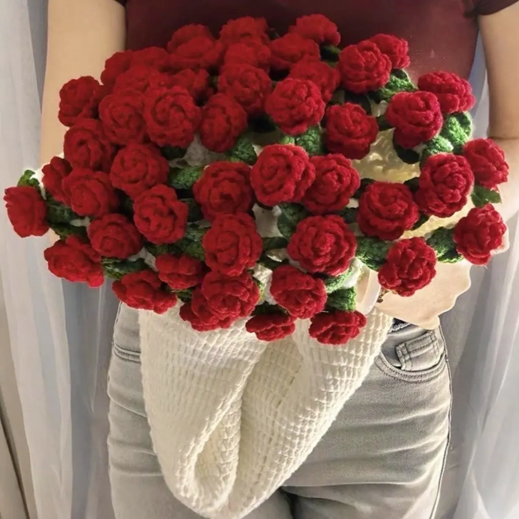 【Graduation Gift】Finished Flower Bouquet Blanket,Handmade Crochet Flower Blanket, Rose Bouquet Blanket, Soft Knitted Throw Rose Blanket, Romantic Gift for Birthday Wedding Valentine’s Day Mother's Day Christmas for Mom Girls and Sisters