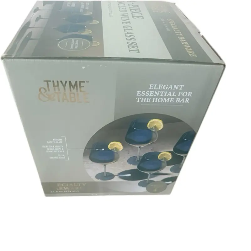 Thyme & Table Iridescent Blue Conical Angled Wine Glass - Large Capacity Modern Kitchenware Drinkware for Parties, Party