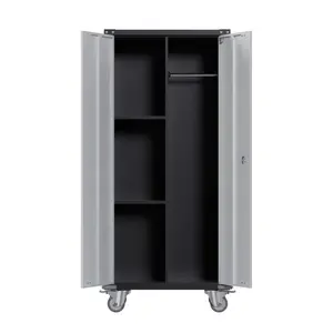 Garvee Metal Storage Cabinet with 360°Wheels and Drawers, 72"h x 31.5"l x 16.5"w Lockable Black Tool Cabinet with 4 Doors Lock-Adjustable Shelves, Utility Cabinet Ideal for Garage, Home, Office