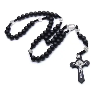 Woven Rope Catholic Religious Wall Rosary Necklace Jewelry Gifts Sweater Chains