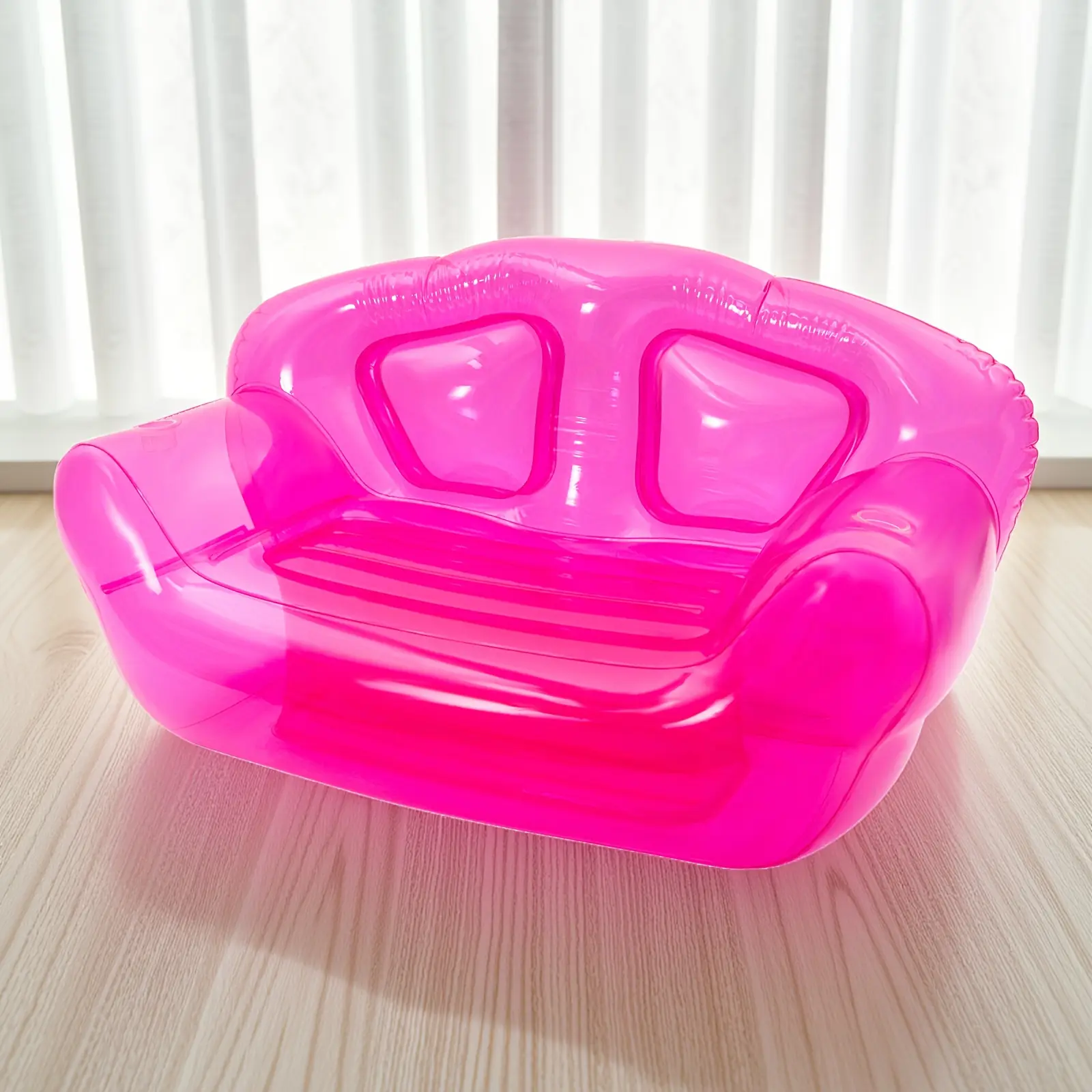 CNCEST Modern Sturdy Inflatable Floor Sofa - 2-Person Inflatable Seat, Heavy-Duty PVC Blow Up Couch with 3 Valves, 400lb Capacity, 71in Long Red Model for Indoor & Outdoor Camping Use, Inflatable Seat Sofas