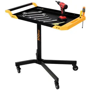 Donext Adjustable Height Portable Mobile Work Table - 4 Casters, 20x27.7in Wide Tool Tray, 34.2x21x34in Size, 24.2lbs Capacity, 125 lbs Center Load, Portable Design, Stability for Repair Shops & DIY Projects
