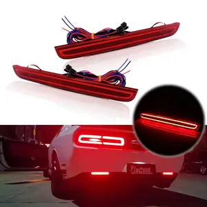 2pcs For 2015 2016 2017 2018 2019 2020 2021 Dodge Challenger Rear Bumper Red LED Reflector Tail Brake lamps Lights