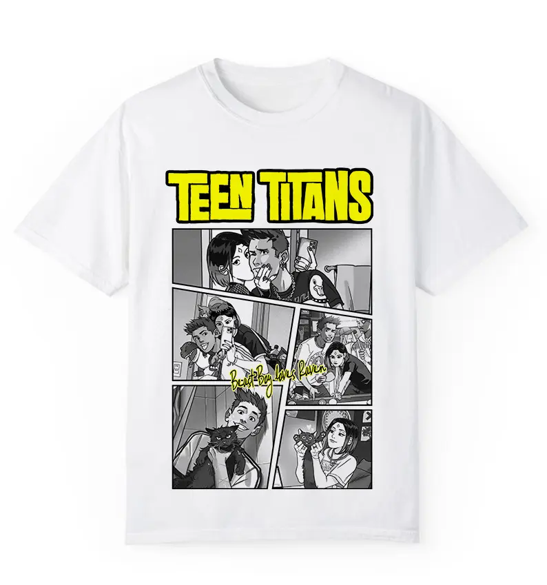 Vintage Beast Boy And Raven Teen Titans Shirt, Teen Titans Shirt, Cartoon Movie Shirt, Gift For Fan, Unisex Cotton Shirt, Teen Titans Movie T2