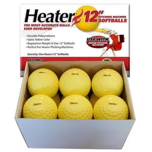 12" Pitching Machine Softballs - Optic Yellow Dimpled - Regulation Weighted - Durable Polyurethane