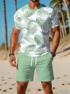Men's Outdoor Clothing Set, Summer Fashion Short Sleeve Crew Neck Quick-Dry Tee, 3D Digital Print, Casual Sports Wear, Gift Idea
