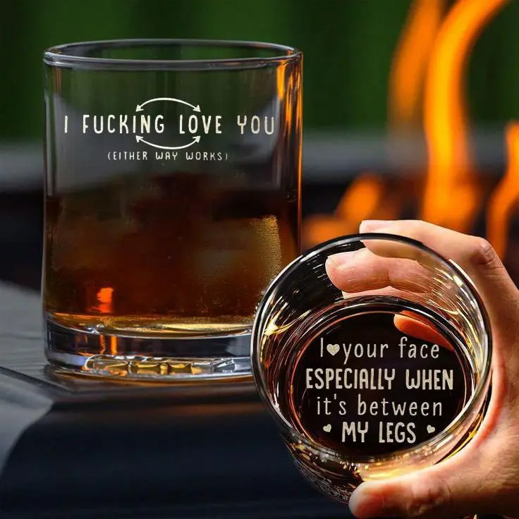 I Love Your Face Between My legs High quality laser engraved whiskey glasses, Personalize your handwriting Gifts for couples, Home Decor & Gifts, Funny gift for men and women, Drinkware, Halloween Stylish