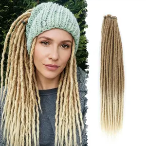 20 Strands Thin Synthetic Dreadlock extensions, 2 Packs 18 Inch Black Locks, 0.6 cm Width Extensions Handmade Reggae Style Crochet Braiding Hair for Women and Men