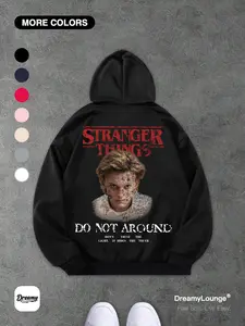 Stranger Things Eleven Graphic Hoodie, Loose Fit Casual Pullover with Pocket, Fall & Winter Home Wear, Daily Wear, Graphic Print Hoodie